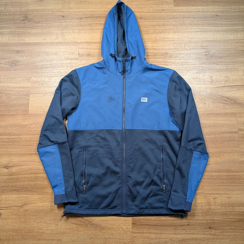 Mons Royale Decade Tech Full Zip Hoodie Mens M Blue Merino Wool Blend Outdoors